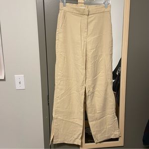 H&M Light Yellow Wide Leg trousers with slit hem